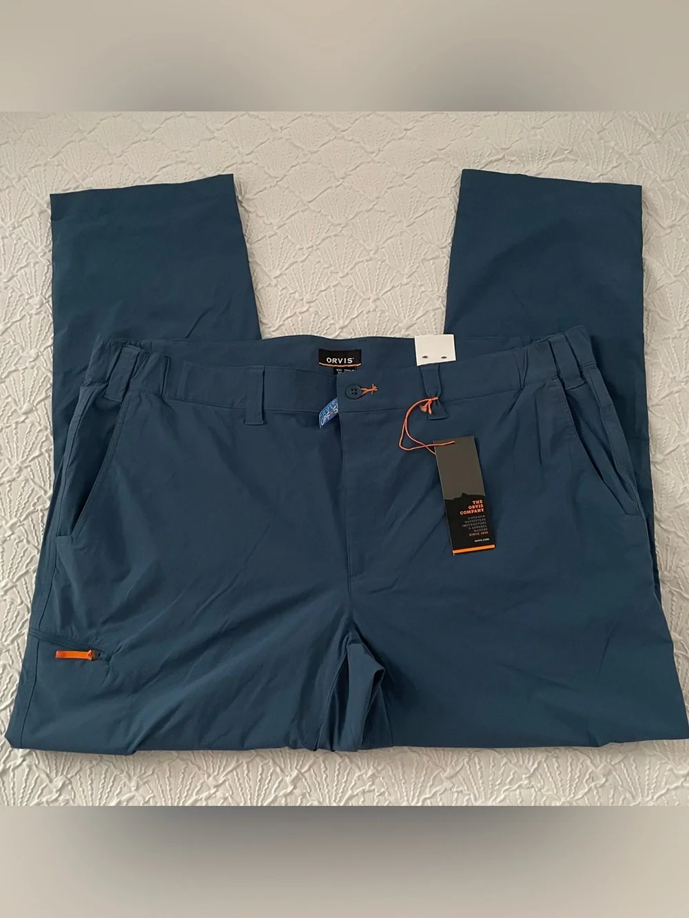 Orvis Blue Teal Men's Jackson QD Stretch Pants XXL/32 UPF 50 Outdoor Hiking